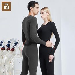 Underpants Youpin Supield Thermal Underwear Set Far Infrared Heating Men Women Winter clothing Warm Suit Aerogel Long Sleeve Top Warm Pants