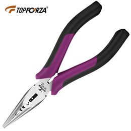 Screwdrivers Topforza Multifunction Long Nose Plier with Wire Cutter CRV Steel Needle Nose Nipper Cable Stripper Plug Press Multi Hand Tools