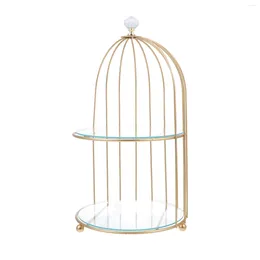 Dinnerware Sets Tabletop Mirror Gold Cake Stand Tray Dessert Display Plate Cupcake Holder Birdcage