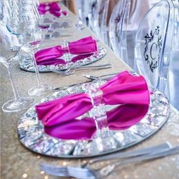 Party Decoration 30pcs)Wholesale Crystal Diamond Wedding Acrylic Mirror Charger Plates Yudao1461