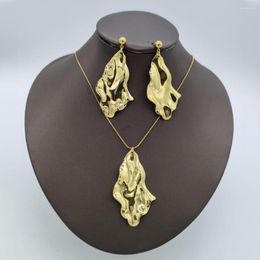 Necklace Earrings Set 18k Gold Plated Jewellery Dubai For Women Wedding Jewellery Bride Leaf Shape African Luxury Gift