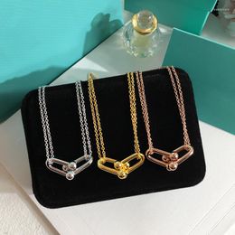 Pendant Necklaces Fashion Hard For Women Original Double U-shaped Buckle Pendants Korean Brand Jewelry Z007