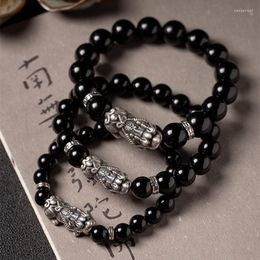 Strand Natural Obsidian PI Xiu Bracelet Men Hand String Buddha Bead Atmosphere Versatile Boyfriend Gift Wishes Wholesale Bangle