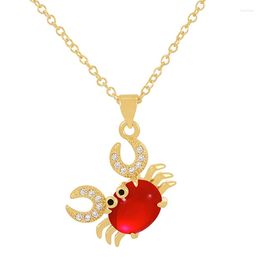 Pendant Necklaces Simple Cute Gold Colour Crab For Women Luxury Charming Colourful Crystal Statement Necklace Party JewelryPendant
