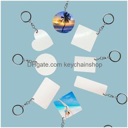 Keychains Lanyards 8 Style Double Sided Heat Transfer Pendant Sublimation Blank Metal Key Ring Lage Decoration Diy Gift Drop Deliv Dhfzd