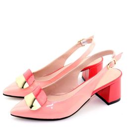 Dress Shoes Pink Women Pumps With Metal Decoration African For Party V8106 Heel 5CM