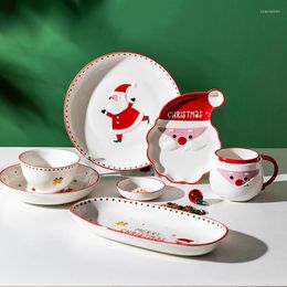 Plates Christmas Tableware Ceramic Bowl Cartoon Dinner Plate Soup Container Dessert Steak Cute Mug Coffee Cup