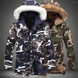 Men's Down Autumn And Winter Products Big Fur Collar Long Cotton Coat Jacket Cool Camouflage Hooded