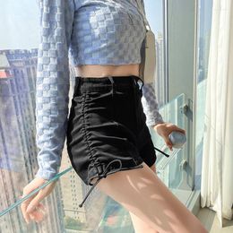 Women's Shorts Gray Side Drawstring Denim Women's Summer 2023 High Waist Sexy Babes Internet Celebrity Versatile Super Pants