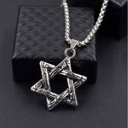 Star Of David Pendant Israel Chain Necklaces Men Women Stainless Steel Judaica Silver Color Jewish Jewelry xlct027286C