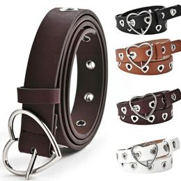 Belts Fashion Heart-shaped Eyelet Hollow Belt Love Buckle Personality Leather Adjustable Jeans Waistbelt M3Y3