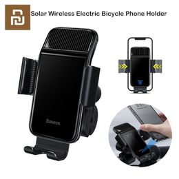 Accessories Youpin Baseus Bicycle Phone Holder Solar Power Electric Sensor Motorcycle Mobile Cellphone Stand GPS Mount for iPhone Samsung