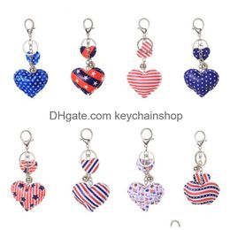 Key Rings Heart Shape Ring Party Favor Colorf American Flag Keychains Independence Day Chain Souvenir Gift Drop Delivery Jewelry Dhrht