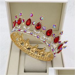 Hair Jewellery Kmvexo Gold Colour Crystal Tiaras Baroque Round Crown Royal Queen King Crowns Diadem Prom Accessories Dr Dhgarden Dhjun