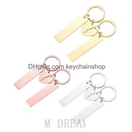 Key Rings Personalized Couple Keychain Stainless Steel Spliter Heart Ring Valentines Day Gift Drop Delivery Jewelry Dh0Jm