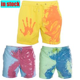 2020 Men's Summer Discoloration Swimming Trunks Magical Change Color Beach Shorts Quick Dry Bathing Shorts Fashion Surfing Pa281d