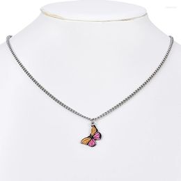 Pendant Necklaces ZHINI Simple Cute Colorful Butterfly For Women Boho Chain Choker Necklace Statement 2023