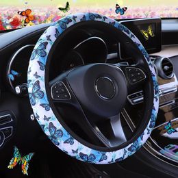 Steering Wheel Covers Car Cover Butterfly Printed Auto Accessory For Case Blue