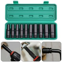 Contactdozen 10Pcs 1/2 Inch Drive Metric Impact Socket Set Universal Socket Metric Drive Deep Socket Wrench For Air Pneumatic Repair Tools