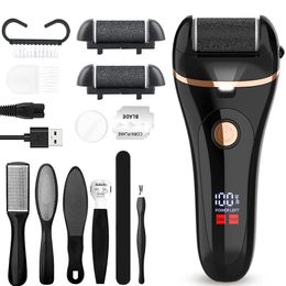 Files Electric Pedicure Kit Callus Remover for Feet Foot File Pedicure Tools with 3 Roller Heads Foot Care for Hard Dry Skin(black)