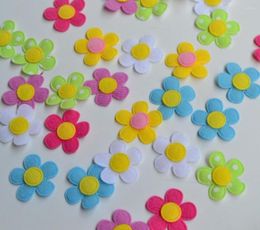 Decorative Flowers 25mm In Diameter Artificial Fabric Purple White Blue Pink Yellow For Wedding Decor DIY Scrapbooking Die Cut 60pcs/set