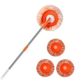 Mops Rotatable Cleaning Mops Set with Replaceable Mop Heads Round Microfiber Dust Mops Household Floor Wall Window Cleaning Tools 230512