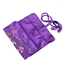 Jewelry Pouches Brocade Satin Bag Silk Embroidery Scroll Durable Pouch Multi Layer Easy Matching Ornaments Storage Rings Bracelets