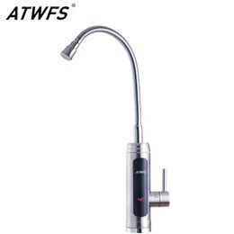 Heaters ATWFS Instant Water Heater Faucet Tankless Heaters Kitchen Hot Water Tap Bathroom Heating Electric 220v Stainless Steel Shell