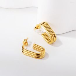 Hoop Earrings Luxury Design C Shape Hook Statement Jewelry For Woman Party Steel Korean Style Round Clips No Fade S