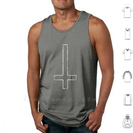 Men's Tank Tops Upside Down Inverted Cross | Occult Satanic Vest Sleeveless Satan Wicca Evil Lucifer Satanism Chaos Magic