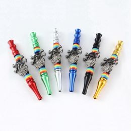 Colorful Aluminium Alloy Hookah Shisha Smoking Waterpipe Pipe Skull Style Filter Dry Herb Tobacco Preroll Cigarette Cigar Holder Mouthpiece Tips DHL