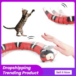 Toys Cat Toys Interactive Smart Sensing Snake Motion For Cats Funny USB Rechargeable Cat Accessories Pet Dogs Play Intelligent Toy