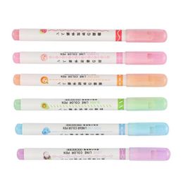 Gel Pens Sinmio 6Pcs Quickdrying Colorf Curve Highlighters Cute Pattern Hand Account Fluorescent Pen Creative Markers Stationery Dro Dhyjt