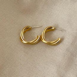 Hoop Earrings Korean Fashion Round For Women Luxury Matte Gold Colour Geometric Twisted Vintage Jewellery Accessories