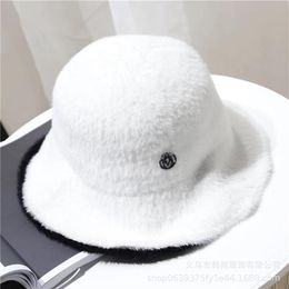 Women Autumn Winter Fashion Plush Warm Faux Mink Letter Bucket Hat Standard Hat Bob Female Girls Fur Fisherman Panama2210