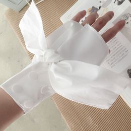 Sleevelet Arm Sleeves Lace bow blue cotton mummy sleeves decorated cuffs False temperament white Black Chiffon Crest Collar silky gray organist 230512