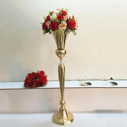 Vases 6pcs)Metal Crystal Flower Stand For Wedding Party Road Lead Gold Candelabra Decoration Table Centrepieces Flowe Vase Yudao1299