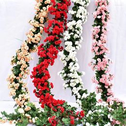 Decorative Flowers 45 Heads Rose Artificial Vine Garland Wedding Bridal Valentines Decorations Flower Home Garden Arch Wall Diy Decor