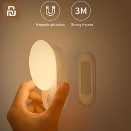 Accessories Youpin Baseus LED Induction Night Light Hanging Wireless Touch Magnetic Table Lamp Closet Aisle USB Lights Wall Decor Moon Lamp