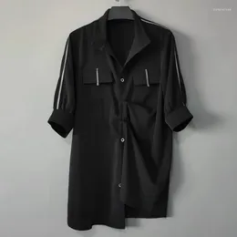 Men's Casual Shirts Summer Men's Fashion Personality Customized Mid-length Loose Large Size Five-point Sleeve Shirt