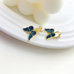 Backs Earrings Green Butterfly Earring No Hole Ear Clips Romantic Clip On Without Piercing Minimalist Jewellery CE0523