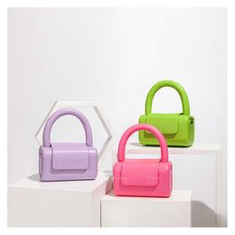 Shoulder Bags Cute Small Box Leather Handbag 2023 New Designer Mini Top Handle Solid Crossbody Bag Female Kawaii Day Clutch Purse Quality 230426