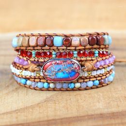 Tennis Bracelets 2023 High Quality Natural Stone Friendship Wrap Braid Boho Bracelet Handmade Yoga Jewelry Drop