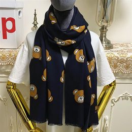 New Classical style 100% wool material Print letters bear pattern long pashmina shawl scarves for women size 180cm - 65cm202L