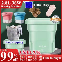 Machines NEW 2.8L 36W Mini Folding Washing Machine with Dryer Bucket +Blu Ray for Clothes Socks Underwear Cleaning Travel Washing Machine