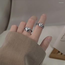 Wedding Rings Retro Heart-shaped Antique Simple Love Chain Twist Silver Colour Adjustable For Women Minimalist Delicate Jewellery