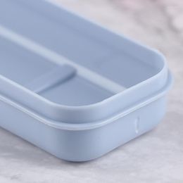 Storage Bottles Outdoor Reusable Practical Transparent Cover Wheat Straw Slot Design Cutlery School Tableware Box Travel Tool