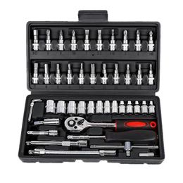 Contactdozen 46pcs Ratchet Wrench Sleeve Multifunction Socket Wrench Tool Set Universal Rotation Small Ratchet Wrench Car Repair Sleeve