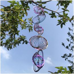 Decorative Objects Figurines 3D Rotating Wind Chimes Tree Of Life Spinner Bell For Home Decor Aesthetic Garden Hanging Decoration Dhp4A