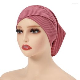 Scarves Plain Stretchy Crisscross Ribbed Modal Jersey Inner Hijab Caps Muslim Underscarf Turban Bonnet Islamic Scarf Tube Women Headwrap